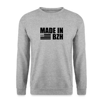 MADE IN BZH Flagge - Unisex Pullover - Weißgrau meliert - Vorne - Alina (178cm) & Michal (187cm)