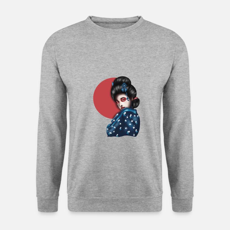 Geisha - Unisex Pullover - Weißgrau meliert
