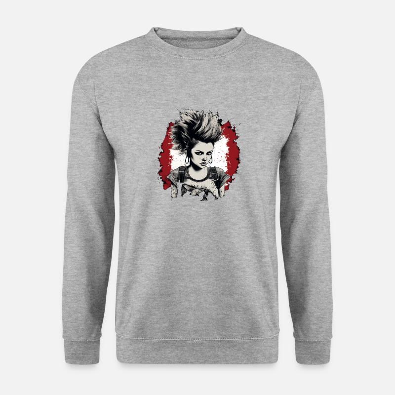 Weiblicher Punkrock - Unisex Pullover - Weißgrau meliert