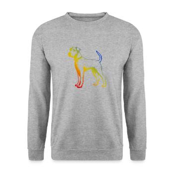 Airedale Terrier Hund Bunt - Unisex Pullover - Weißgrau meliert - Vorne - Alina (178cm) & Michal (187cm)