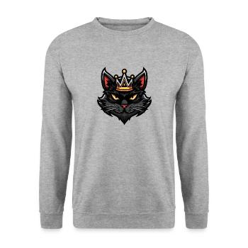 Cat Symbol Head Crown - Unisex Sweatshirt - salt & pepper - Front - Alina (178cm) & Michal (187cm)