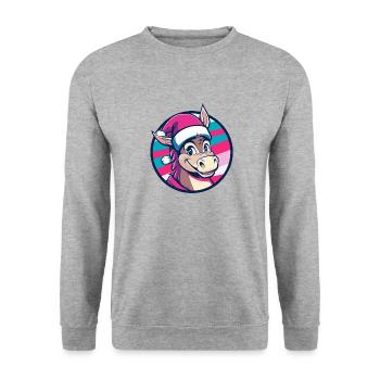 Donkey Christmas X-Mas - Unisex Sweatshirt - salt & pepper - Front - Alina (178cm) & Michal (187cm)