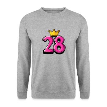 28 Number Krone - Unisex Sweatshirt - salt & pepper - Front - Alina (178cm) & Michal (187cm)