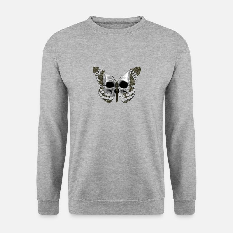 Totenkopf Schmetterling - Unisex Pullover - Weißgrau meliert