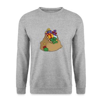 Nikolaus Sack Geschenke - Unisex Pullover - Weißgrau meliert - Vorne - Alina (178cm) & Michal (187cm)