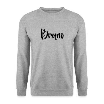 Vorname - Bruno - Unisex Pullover - Weißgrau meliert - Vorne - Alina (178cm) & Michal (187cm)