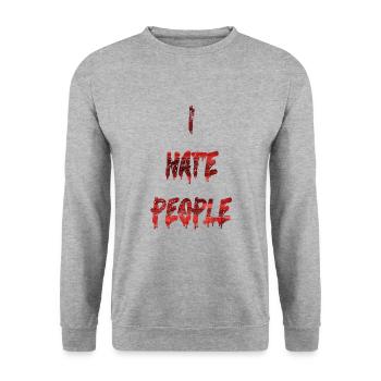 JE DÉTESTE LES GENS - sang rouge - Sweat-shirt Unisexe - gris chiné - Devant - Alina (178cm) & Michal (187cm)