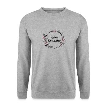 Kleine Schwester - Unisex Pullover - Weißgrau meliert - Vorne - Alina (178cm) & Michal (187cm)