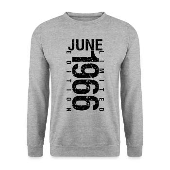 Birthday June 1966 June born in June 1966 - Unisex Sweatshirt - salt & pepper - Front - Alina (178cm) & Michal (187cm)