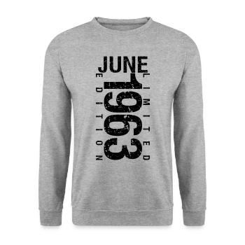 Birthday June 1963 June born in June 1963 - Unisex Sweatshirt - salt & pepper - Front - Alina (178cm) & Michal (187cm)