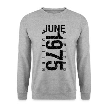 Birthday June 1975 June born in June 1975 - Unisex Sweatshirt - salt & pepper - Front - Alina (178cm) & Michal (187cm)