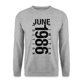 Anniversaire Juin 1986 Juin né en June 1986 - Sweat-shirt Unisexe - gris chiné - Devant - Alina (178cm) & Michal (187cm)