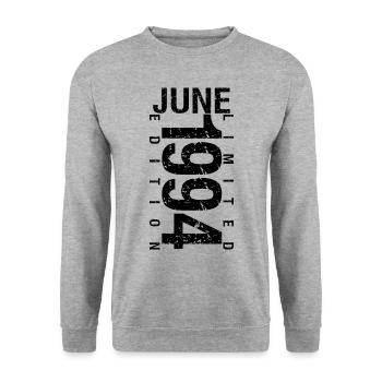 Geburtstag Juni 1994 Juni geboren im Juni 1994 - Unisex Pullover - Weißgrau meliert - Vorne - Alina (178cm) & Michal (187cm)