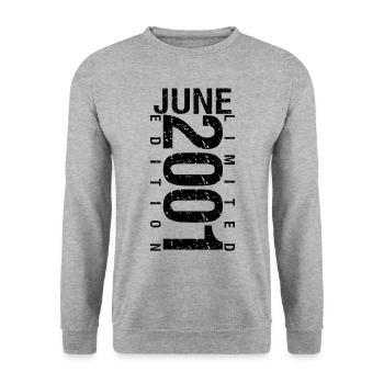 Anniversaire Juin 2001 Juin né en June 2001 - Sweat-shirt Unisexe - gris chiné - Devant - Alina (178cm) & Michal (187cm)
