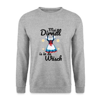 Dirndl Tracht | Mei Dirndl is in da - Unisex Pullover - Weißgrau meliert - Vorne - Alina (178cm) & Michal (187cm)