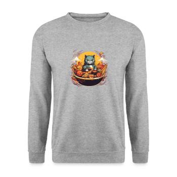 Cat Food Bowl - Unisex Sweatshirt - salt & pepper - Front - Alina (178cm) & Michal (187cm)