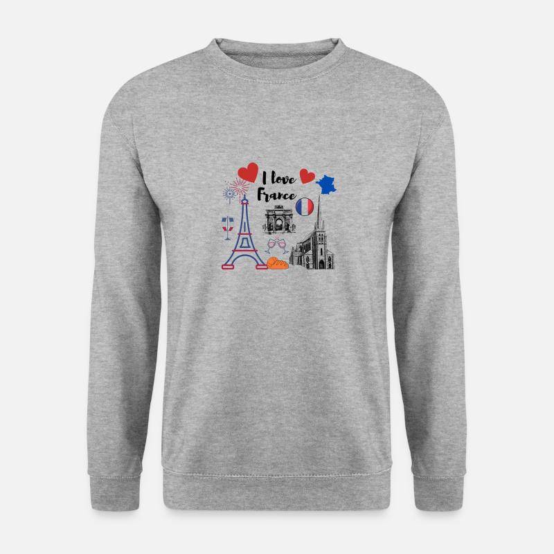 ICH LIEBE FRANKREICH - Unisex Pullover - Weißgrau meliert