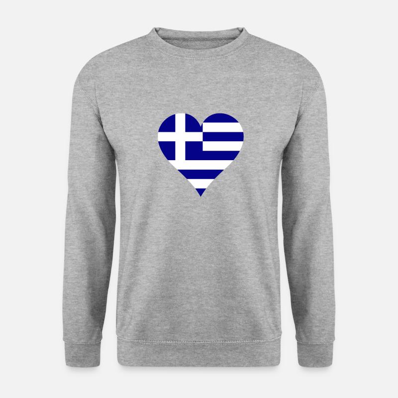 Griechische Flagge als Herz - Unisex Pullover - Weißgrau meliert