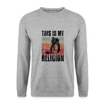 Le curling est ma religion Curler curling - Sweat-shirt Unisexe - gris chiné - Devant - Alina (178cm) & Michal (187cm)
