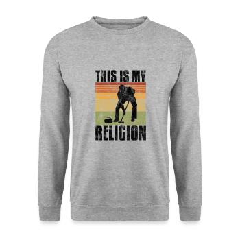 Curling is my religion Curler Eisstockschießen - Unisex Sweatshirt - salt & pepper - Front - Alina (178cm) & Michal (187cm)