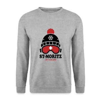 St Moritz ski resort Switzerland Alps - Unisex Sweatshirt - salt & pepper - Front - Alina (178cm) & Michal (187cm)