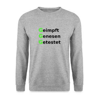 Geimpft Genesen Getestet Grün Schwarz - Unisex Pullover - Weißgrau meliert - Vorne - Alina (178cm) & Michal (187cm)