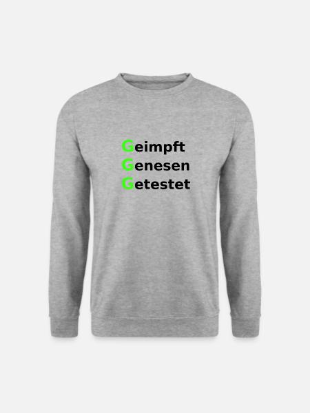 Geimpft Genesen Getestet Grün Schwarz - Unisex Pullover - Weißgrau meliert