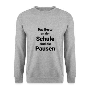 Schule Schüler Pausen Lernen - Unisex Pullover - Weißgrau meliert - Vorne - Alina (178cm) & Michal (187cm)