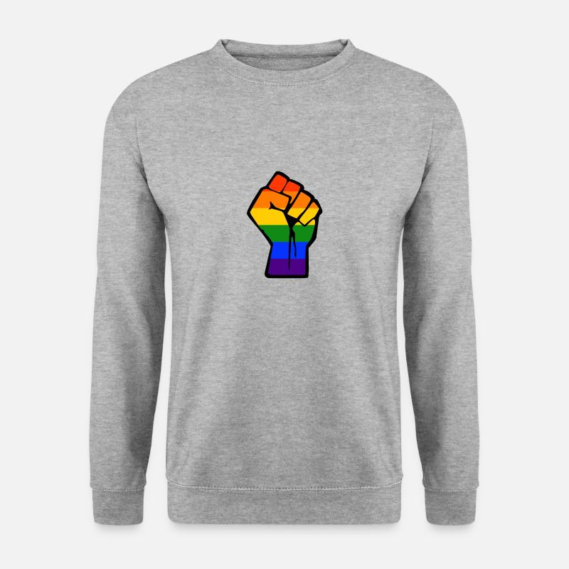 LGBT Faust Fighting Gay Pride CSD Regenbogen - Unisex Pullover - Weißgrau meliert