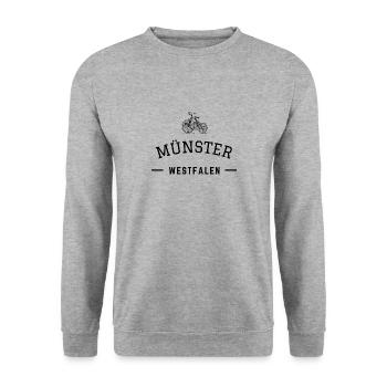 Münster - Fahrradstadt - Unisex Pullover - Weißgrau meliert - Vorne - Alina (178cm) & Michal (187cm)