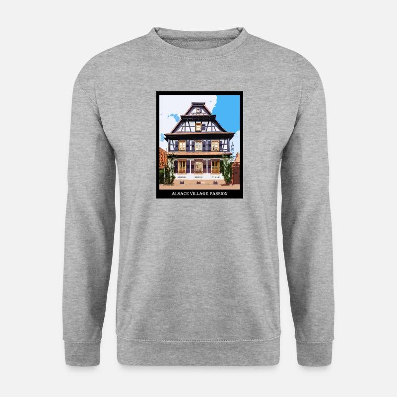 Elsässisches Fachwerkhaus - Unisex Pullover - Weißgrau meliert