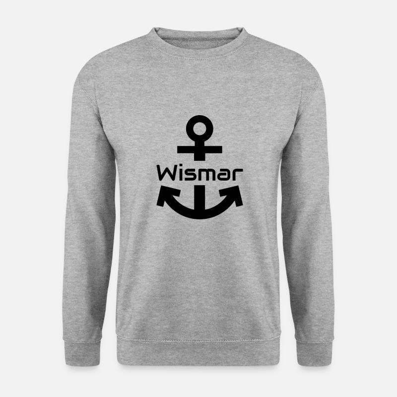 Anker mit Wismar Schriftzug - Unisex Pullover - Weißgrau meliert