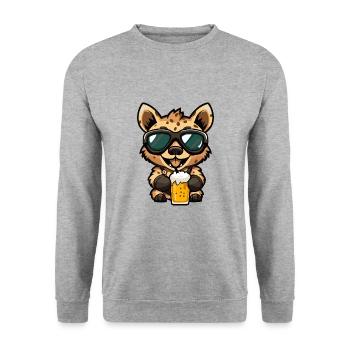 Hyena Après-Ski Bière Bande Dessinée - Sweat-shirt Unisexe - gris chiné - Devant - Alina (178cm) & Michal (187cm)
