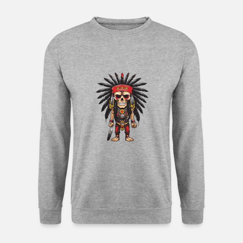 Apache Indianer Skelett - Unisex Pullover - Weißgrau meliert