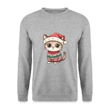 Bande dessinée de Noël de chat - Sweat-shirt Unisexe - gris chiné - Devant - Alina (178cm) & Michal (187cm)