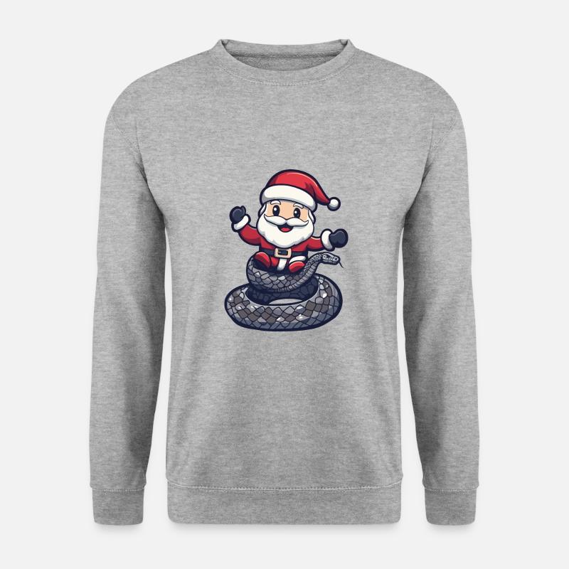 Schlange Kobra Weihnachtsmann - Unisex Pullover - Weißgrau meliert