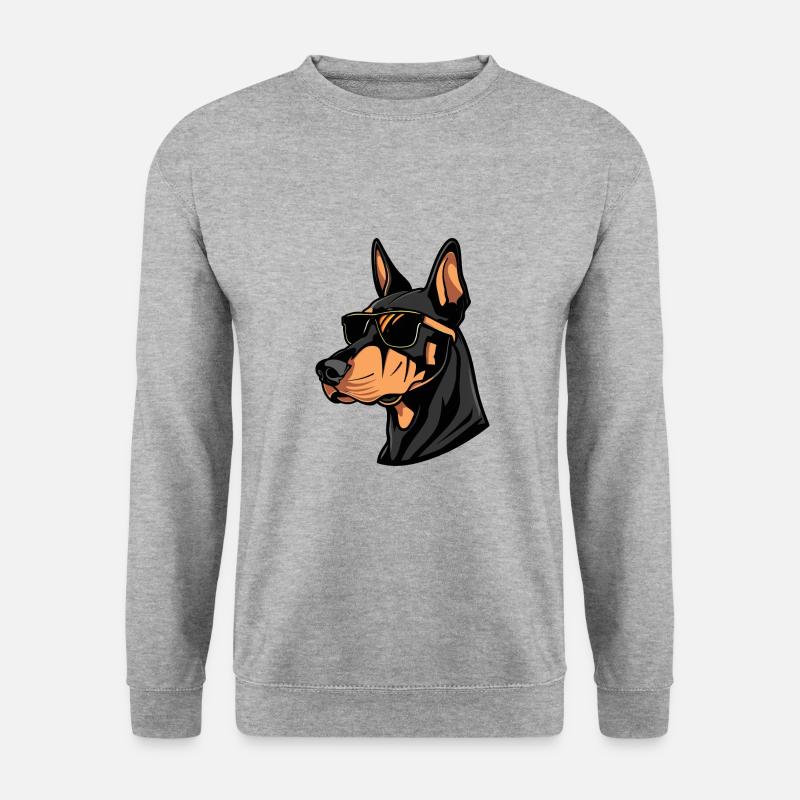 Dobermann Hund Tier - Unisex Pullover - Weißgrau meliert