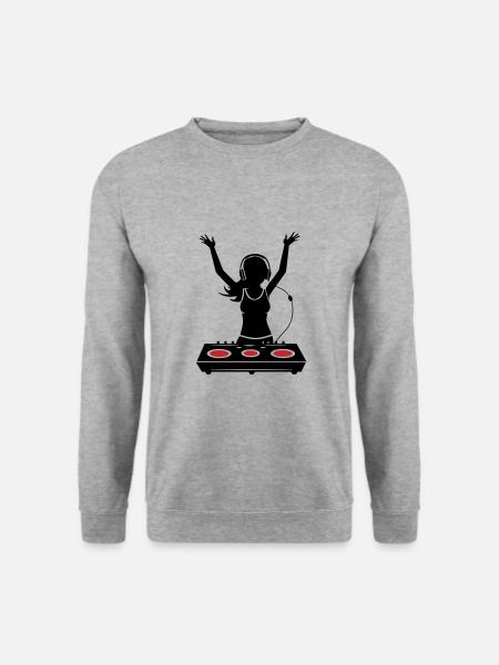DJ Turntables Festival Frau - Unisex Pullover - Weißgrau meliert