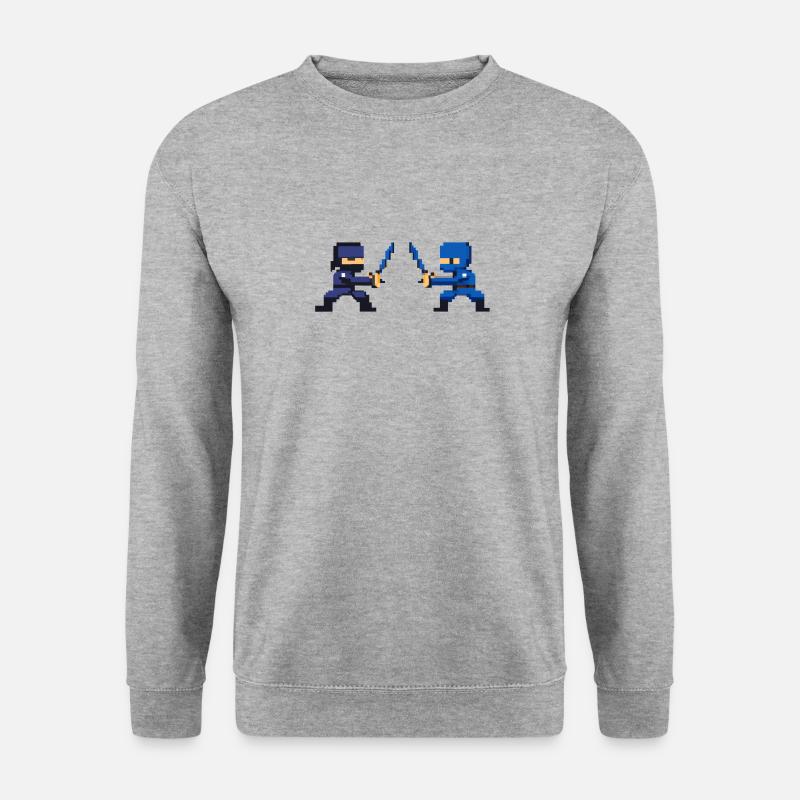 PixelArt, combat de ninja - Sweat-shirt Unisexe - gris chiné