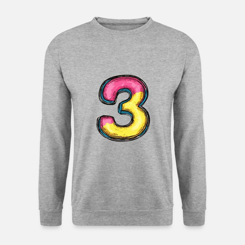 3 Zahl symbol - Unisex Pullover - Weißgrau meliert