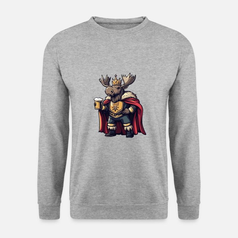 Elch Bier Lustig - Unisex Pullover - Weißgrau meliert