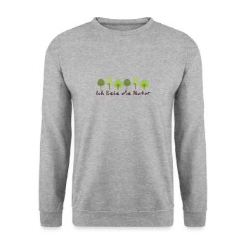 Naturliebe Ich liebe die Natur Geschenk Leben Bio - Unisex Pullover - Weißgrau meliert - Vorne - Alina (178cm) & Michal (187cm)