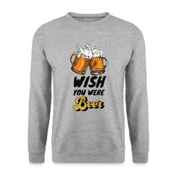 Bier - cooler Spruch fürs Festival - Unisex Pullover - Weißgrau meliert - Vorne - Alina (178cm) & Michal (187cm)