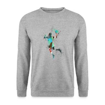 Basketball,Game,Graffiti,Painting,Basketball Player - Unisex Sweatshirt - salt & pepper - Front - Alina (178cm) & Michal (187cm)