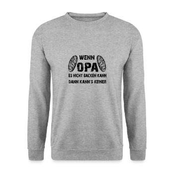 Wenn Opa es nicht backen kann kann's keiner - Unisex Pullover - Weißgrau meliert - Vorne - Alina (178cm) & Michal (187cm)
