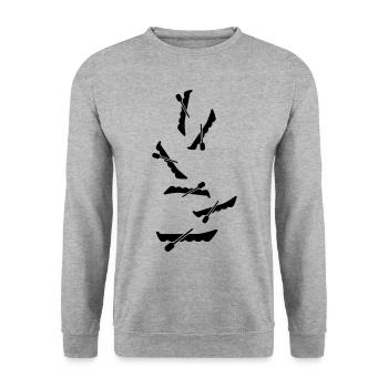 boot Symbol Silhouette - Unisex Pullover - Weißgrau meliert - Vorne - Alina (178cm) & Michal (187cm)