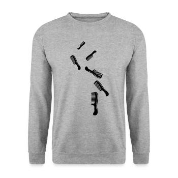 Comb hairdresser icon - Unisex Sweatshirt - salt & pepper - Front - Alina (178cm) & Michal (187cm)