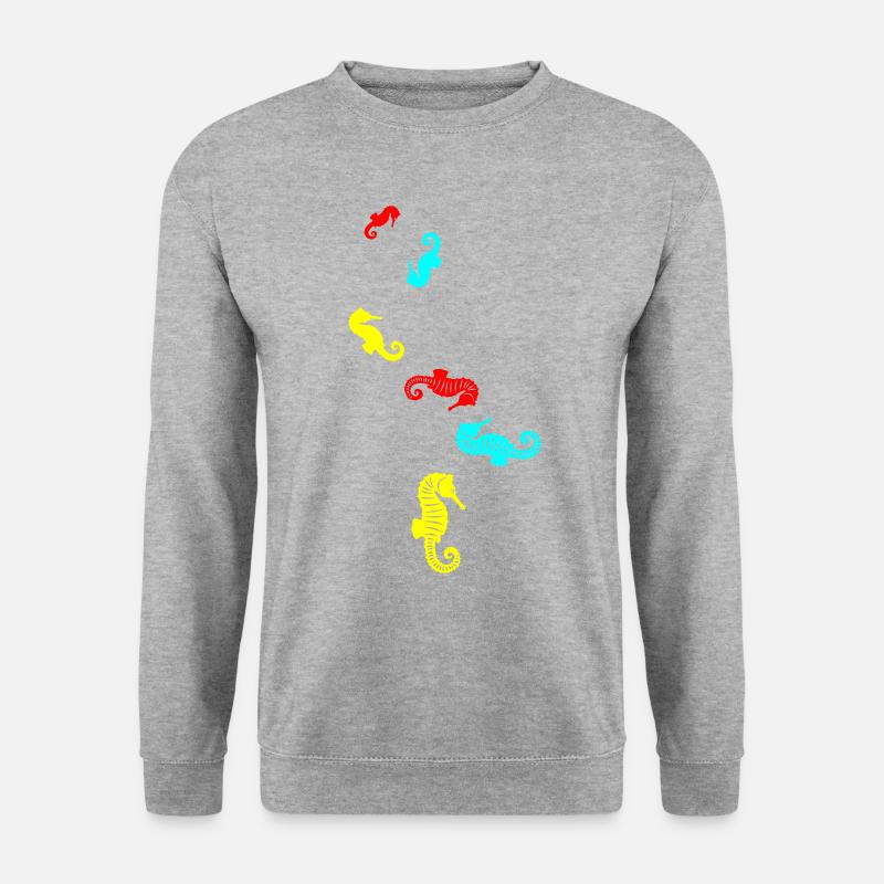 Seepferd tier - Unisex Pullover - Weißgrau meliert