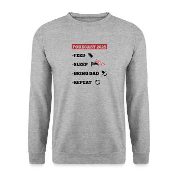 2025 Papa Werden Vater Dad Baby Kommt Vaterschaft - Unisex Pullover - Weißgrau meliert - Vorne - Alina (178cm) & Michal (187cm)