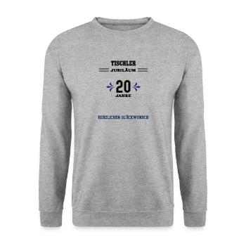 Tischler 20 Jahre Jubiläum zwanzig jähriges Jubi - Unisex Pullover - Weißgrau meliert - Vorne - Alina (178cm) & Michal (187cm)